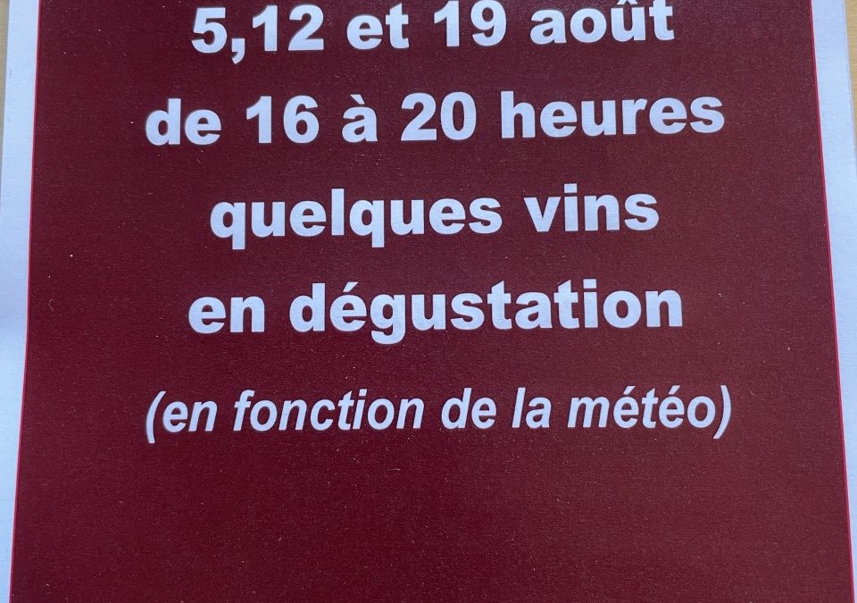 On déguste les vendredis d’août de 16 à 20h